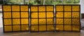 Trio of Antique Amber Textured Leaded Glass Panels c.1900