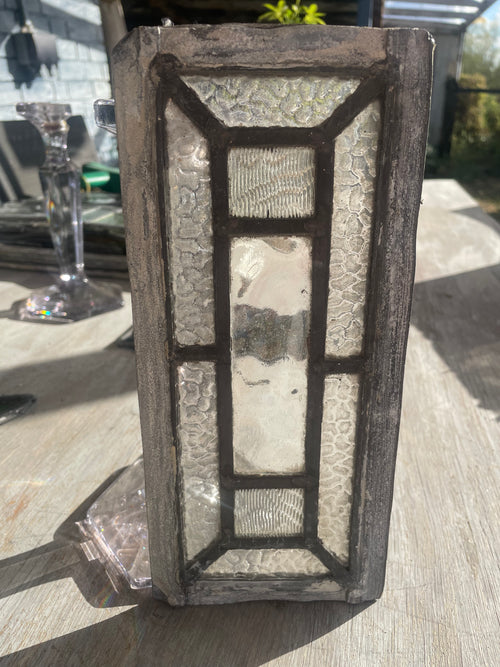 Antique Textured Clear Glass Tile Window c.1900 | H25.5 x W11cm