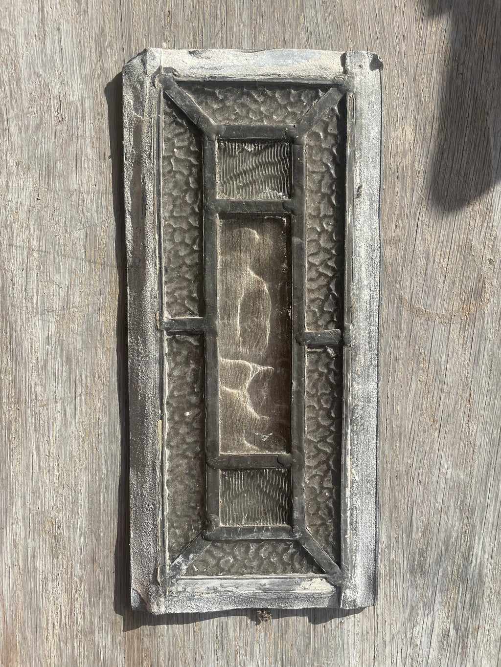 Antique Textured Clear Glass Tile Window c.1900 | H25.5 x W11cm