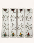 Set of Four Antique Art Nouveau Leaded Glass Panels