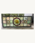 Antique British Stained Glass Fruit Roundel Panel - c.1890 | 25 x 63cm