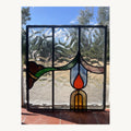 Antique Art Nouveau Stained Glass Panel c.1900