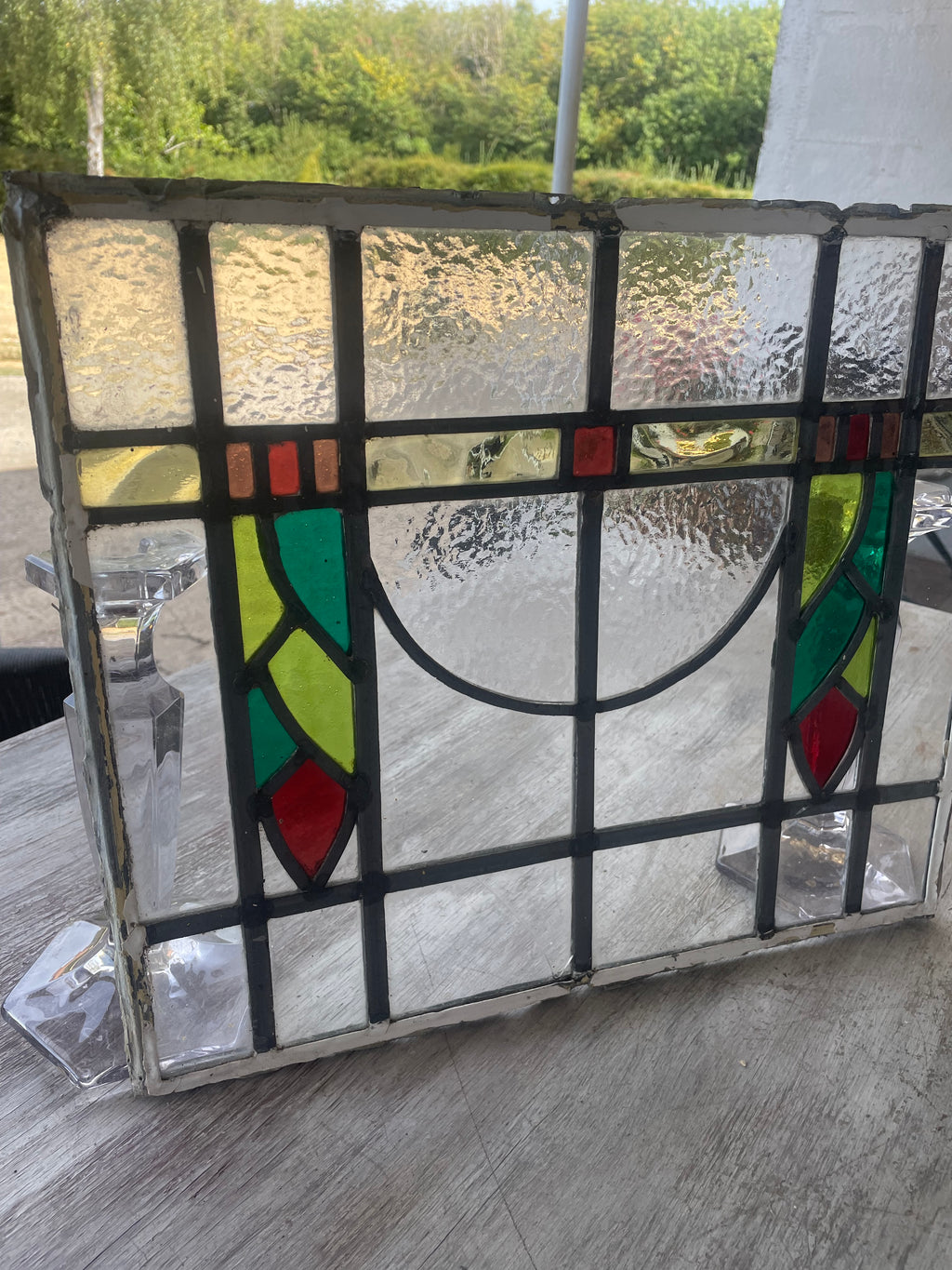 Antique Arts and Crafts Stained Glass Panel c.1900