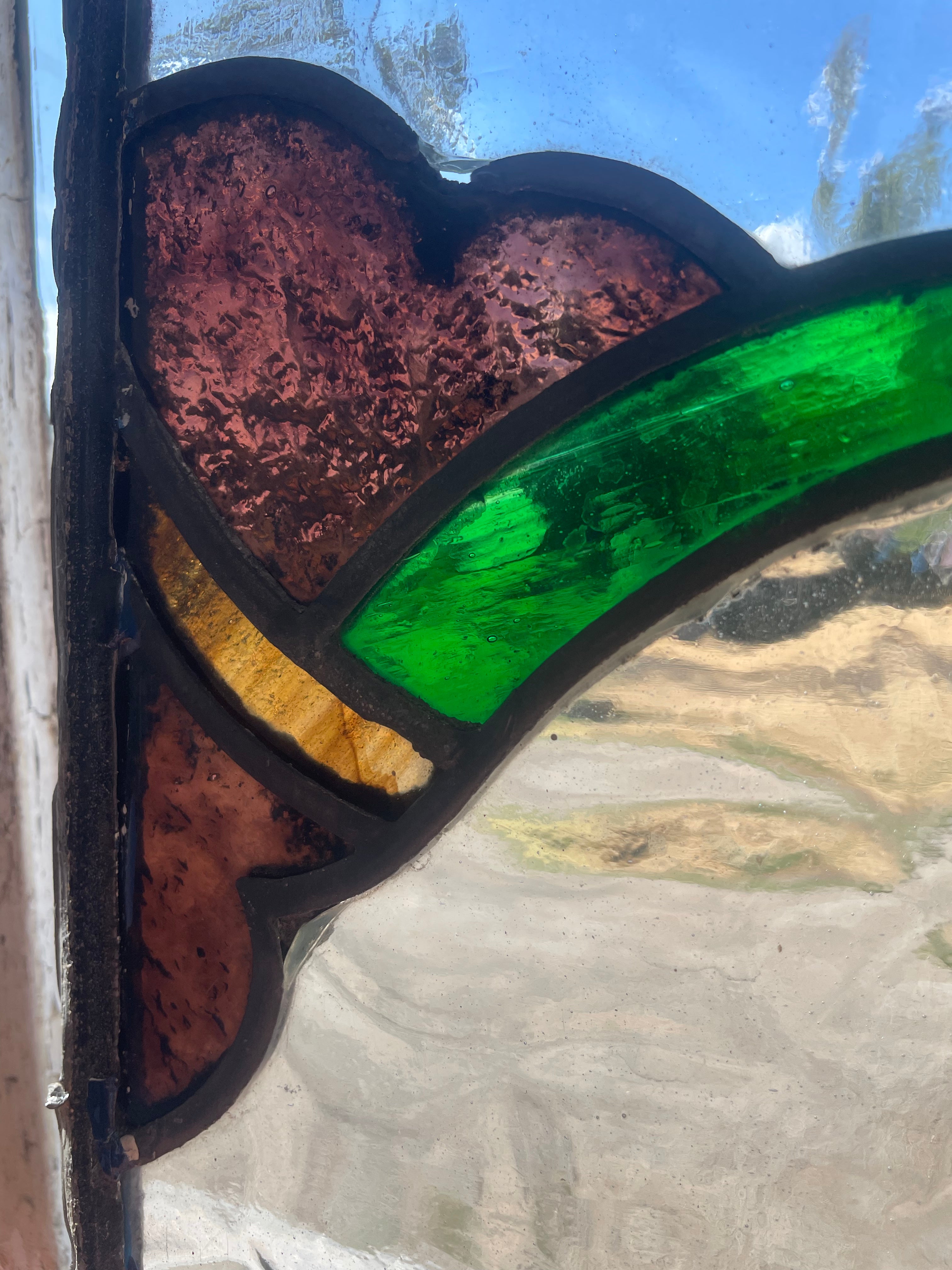 Antique Art Nouveau Stained Glass Panel c.1900