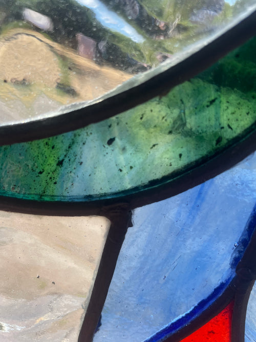 Antique Art Nouveau Stained Glass Panel c.1900