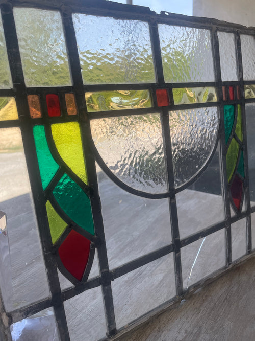 Antique Arts and Crafts Stained Glass Panel c.1900