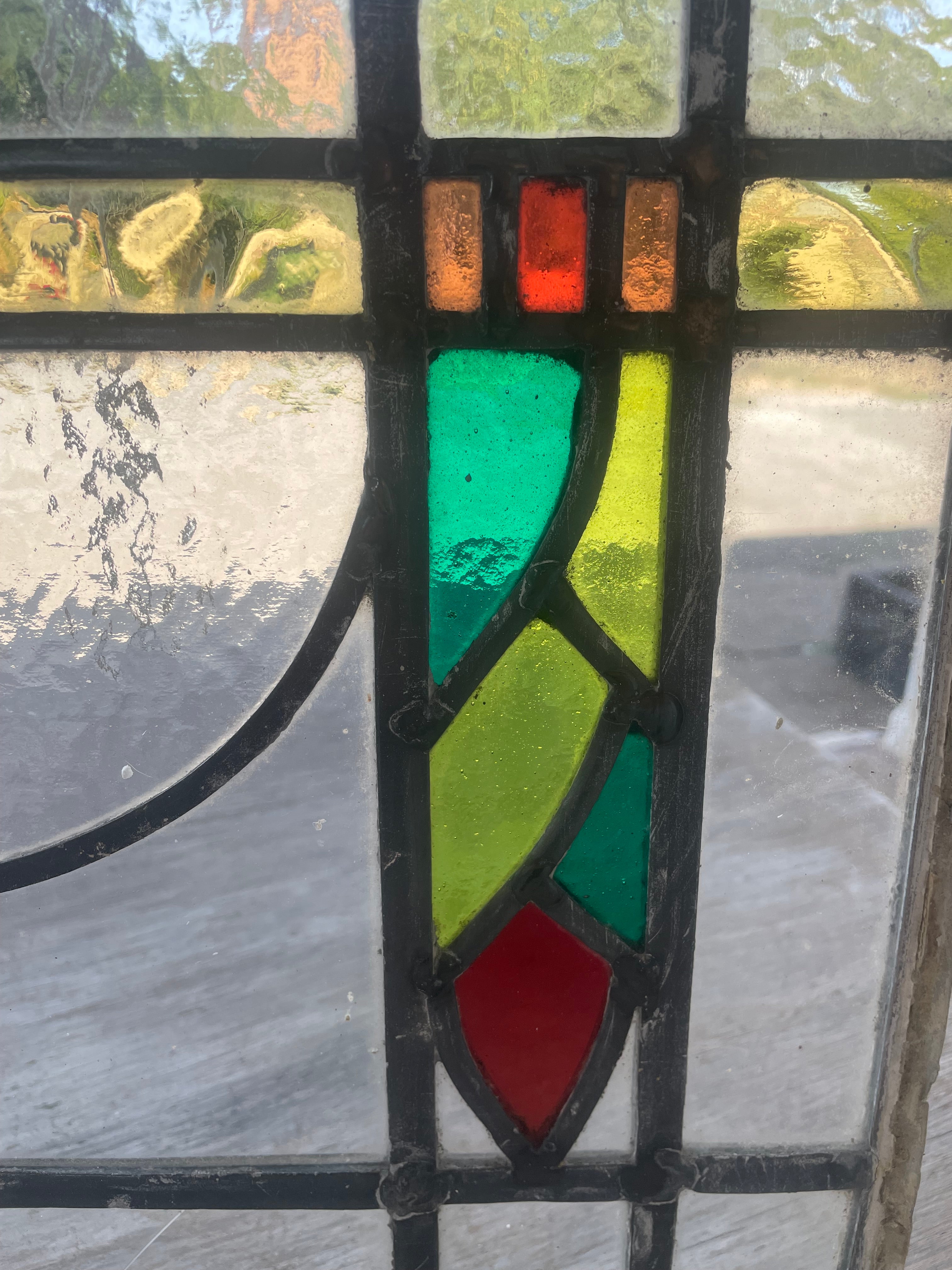 Antique Arts and Crafts Stained Glass Panel c.1900