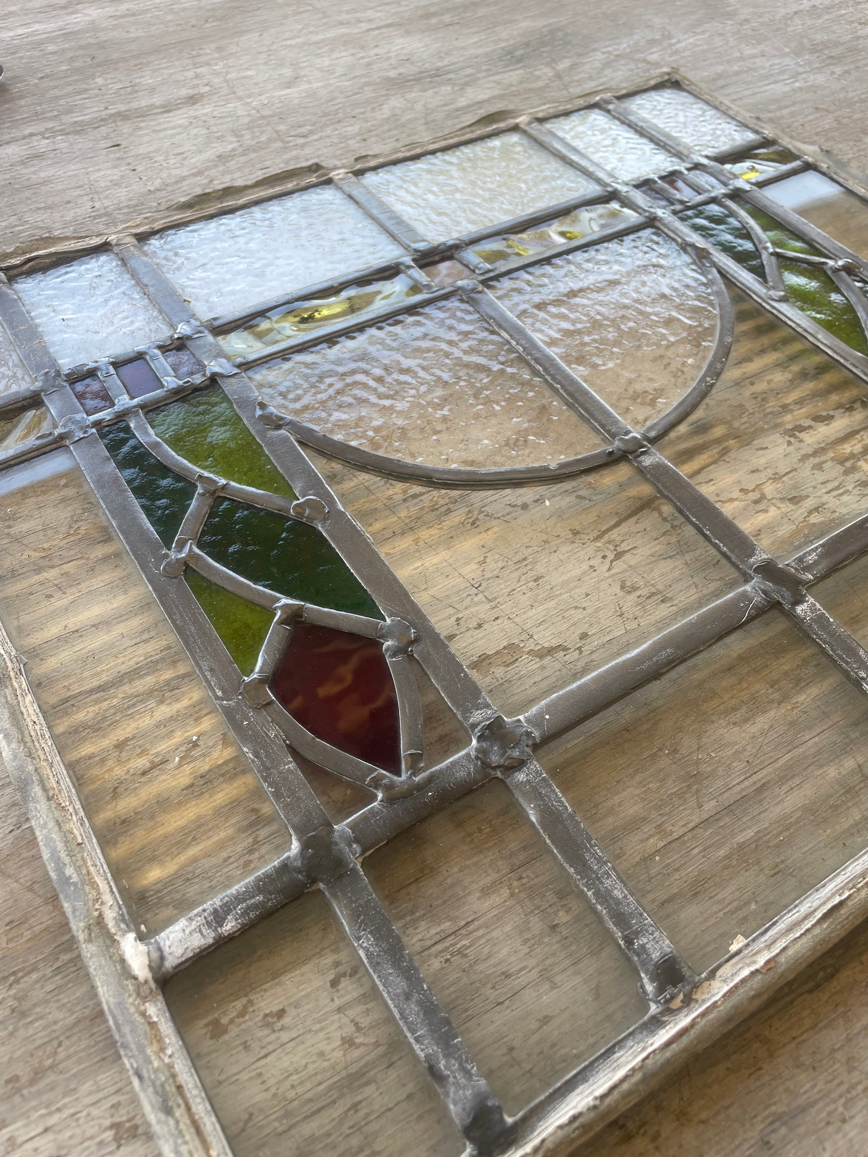 Antique Arts and Crafts Stained Glass Panel c.1900