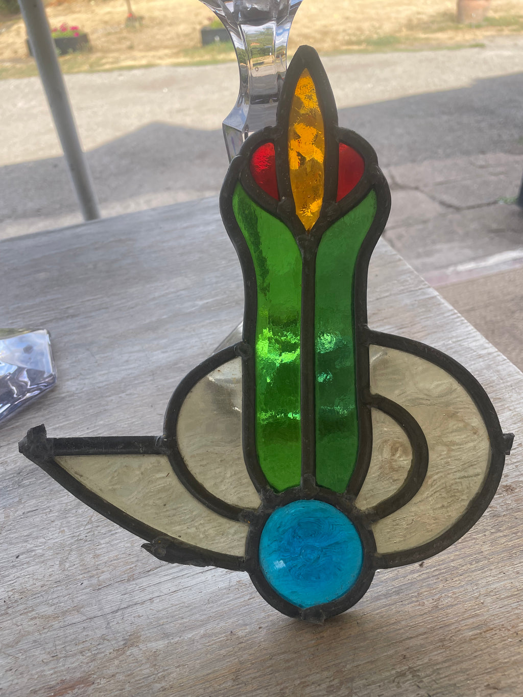 Pair Antique Stained Glass Decorative Inserts c1900 | H26 x W22 each