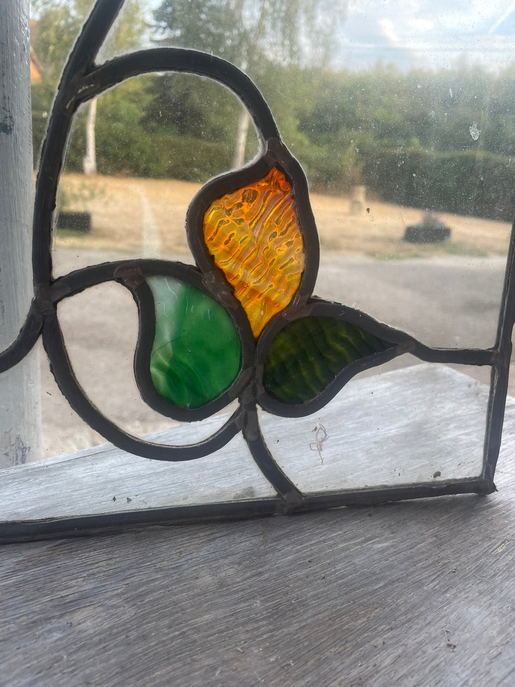 Set of Four Antique Art Nouveau Leaded Glass Panels