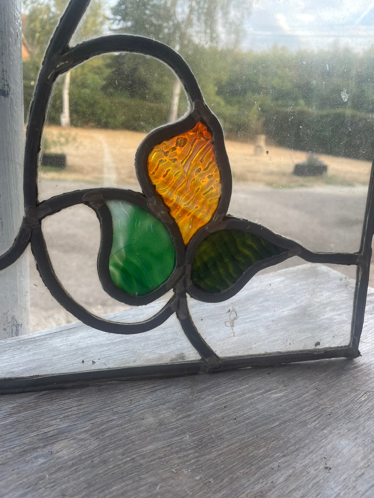 Set of Four Antique Art Nouveau Leaded Glass Panels