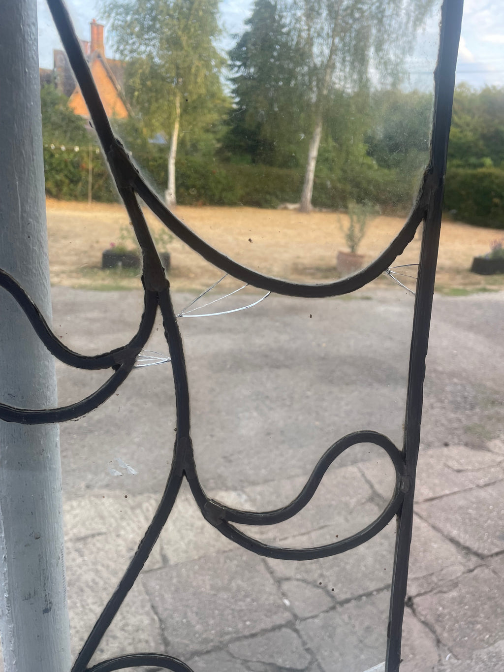 Set of Four Antique Art Nouveau Leaded Glass Panels