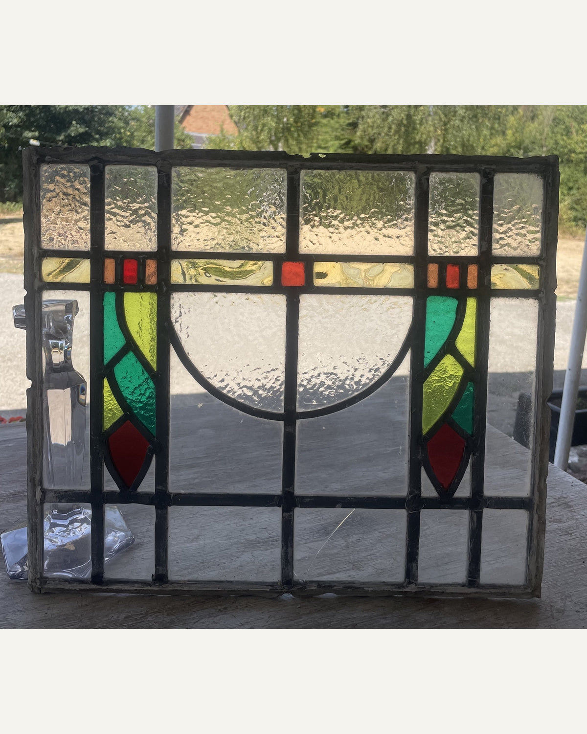 Antique Arts and Crafts Stained Glass Panel c.1900