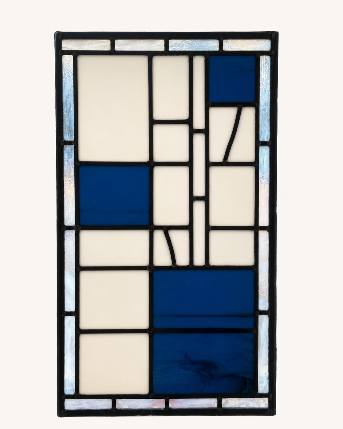 Modernist Blue & White Leaded Glass Panel c.1980's