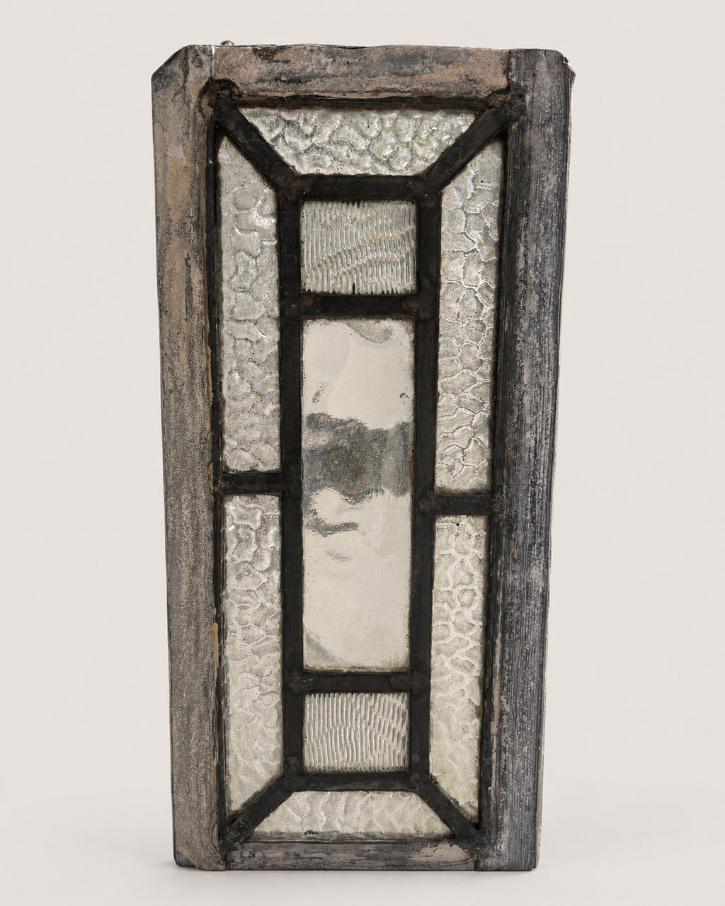 Antique Textured Clear Glass Tile Window c.1900 | H25.5 x W11cm