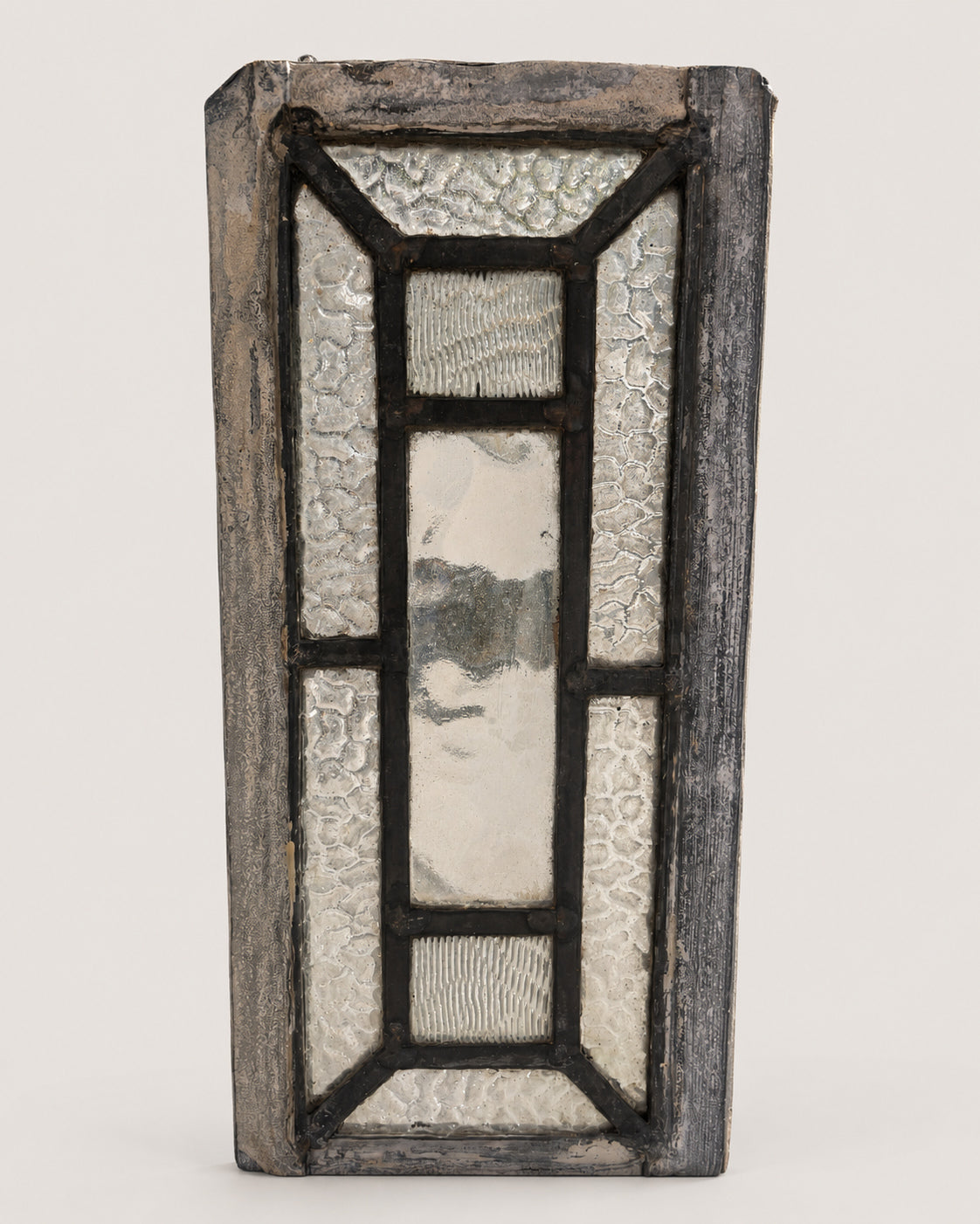 Antique Textured Clear Glass Tile Window c.1900 | H25.5 x W11cm